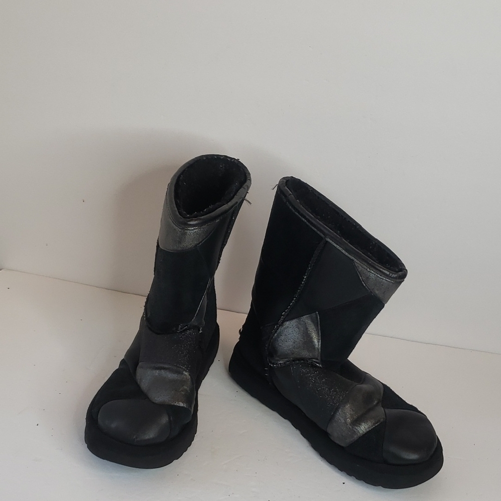 Ugg Boots Patchwork Black Sparkles Gray Size 8 - image 1